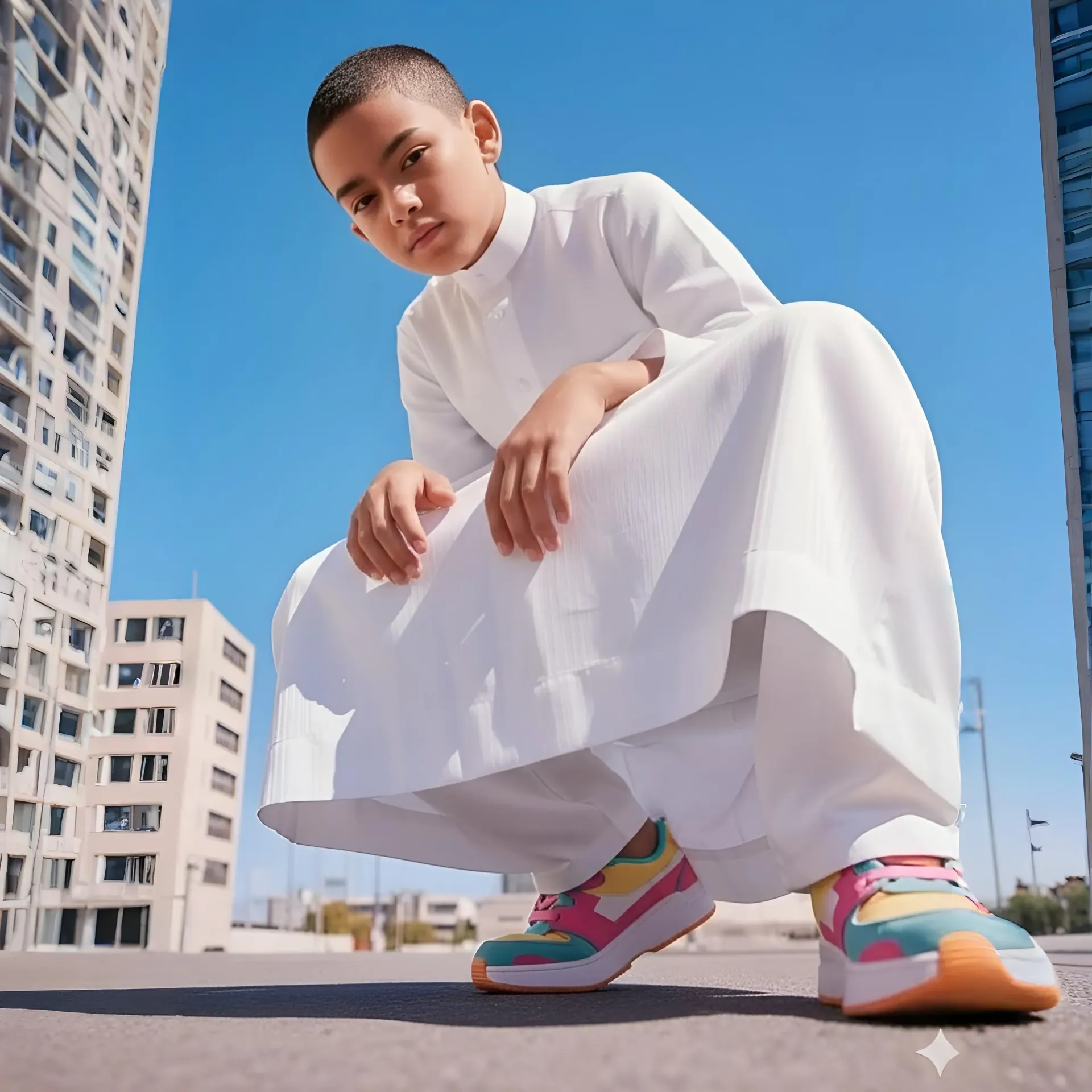 Modern Men's White Thobe | Casual Street Style Jubba with Mandarin Collar