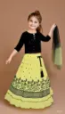 Stylish Black and Yellow Embroidered Lehenga Choli for Girls 